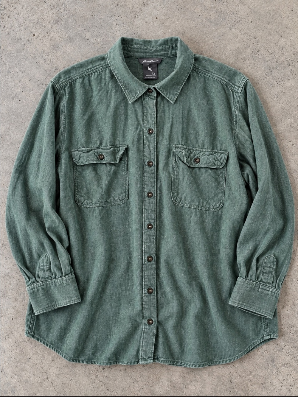 Eddie Bauer Women’s 3X Green Tencel Cotton Button Up Utility Shirt
